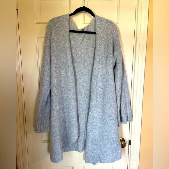 Aerie Fuzzy Open Front Cozy Knit Cardigan Gray Womens Size Large Wool Alpaca - Picture 10 of 10